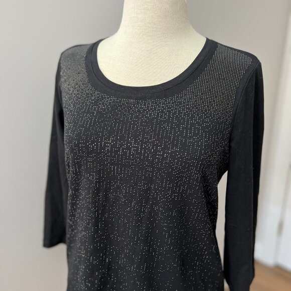 Chico's Zenergy Mini Stud Sparkle Black Top Sz 1 (8) - Picture 1 of 12